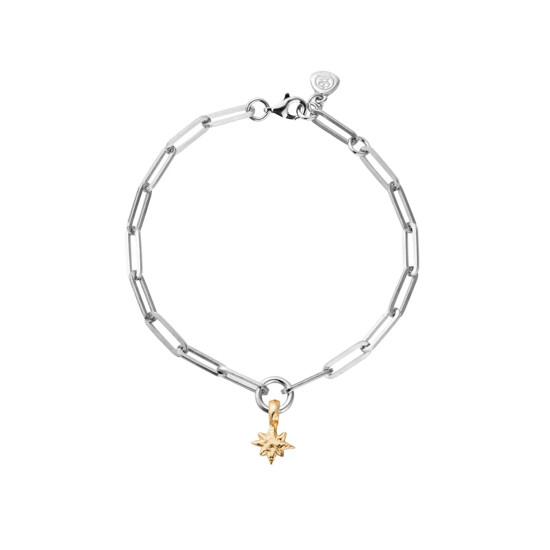 Silver & Gold Baby North Star Trace Chain Bracelet