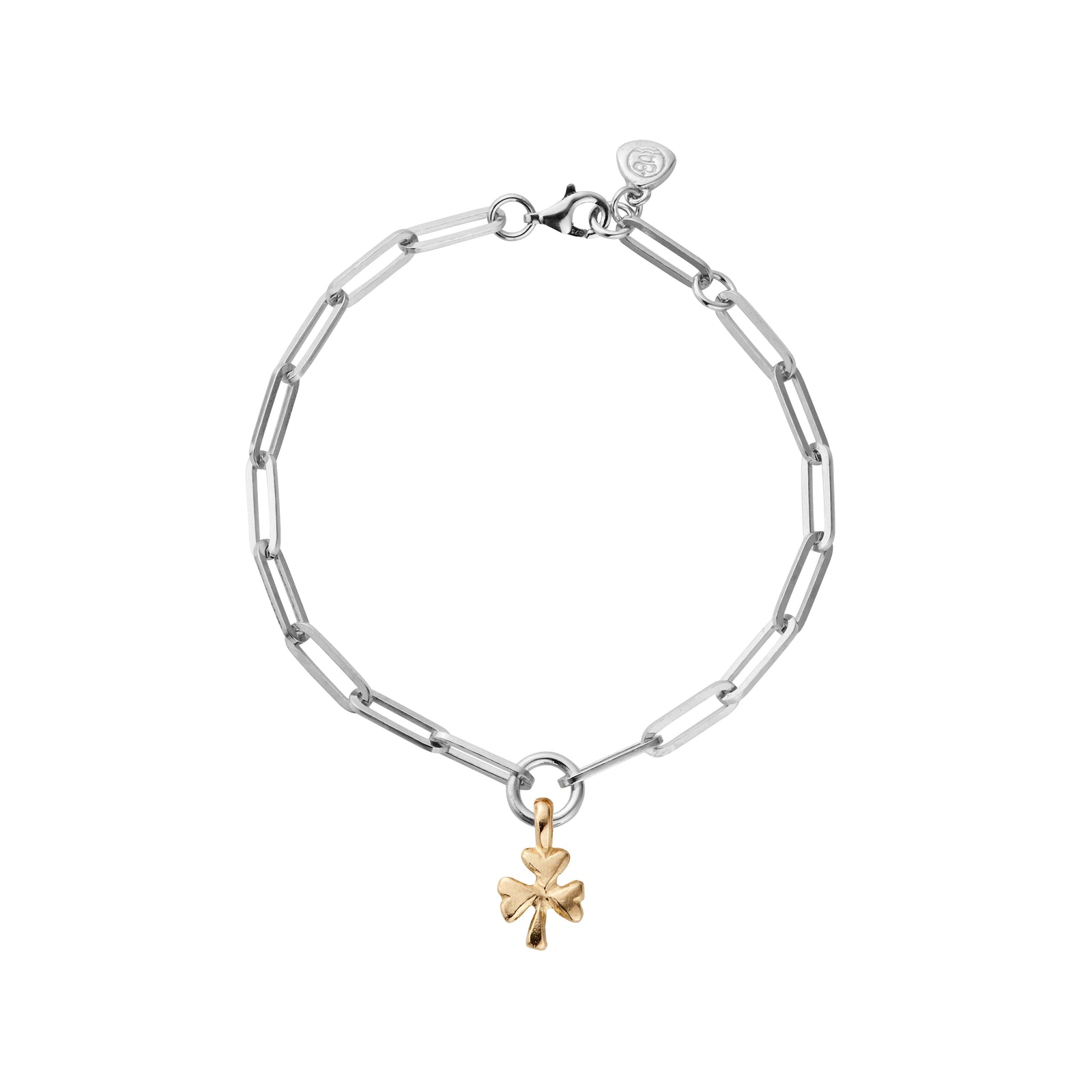 Silver & Gold Baby Shamrock Trace Chain Bracelet