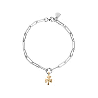 Silver & Gold Baby Shamrock Trace Chain Bracelet