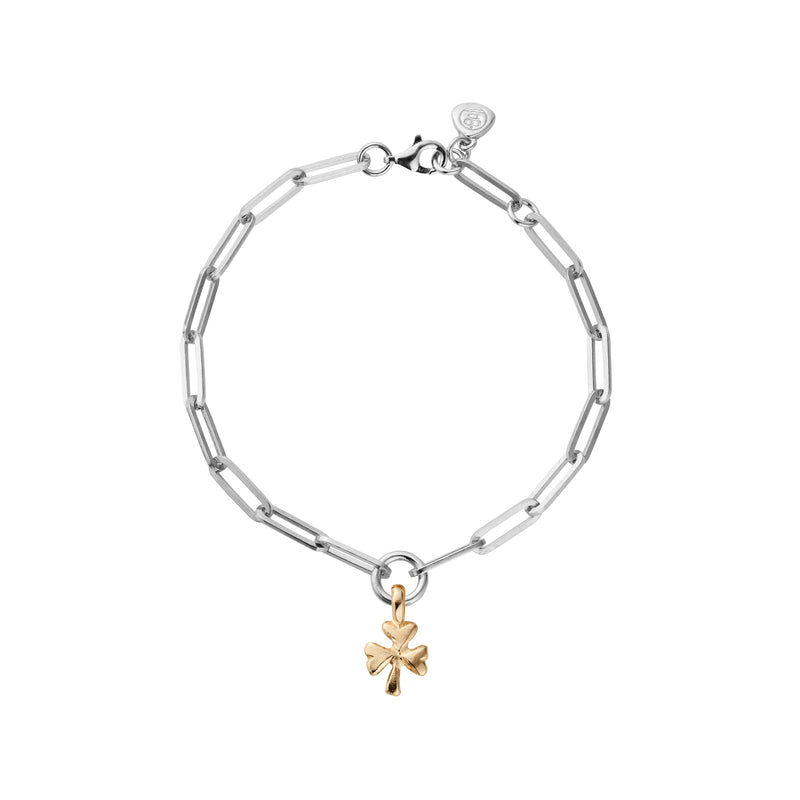 Silver & Gold Baby Shamrock Trace Chain Bracelet