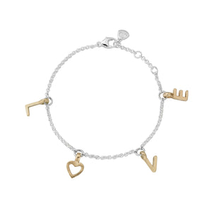 Silver & Gold Fixed Alphabet Chain Bracelet