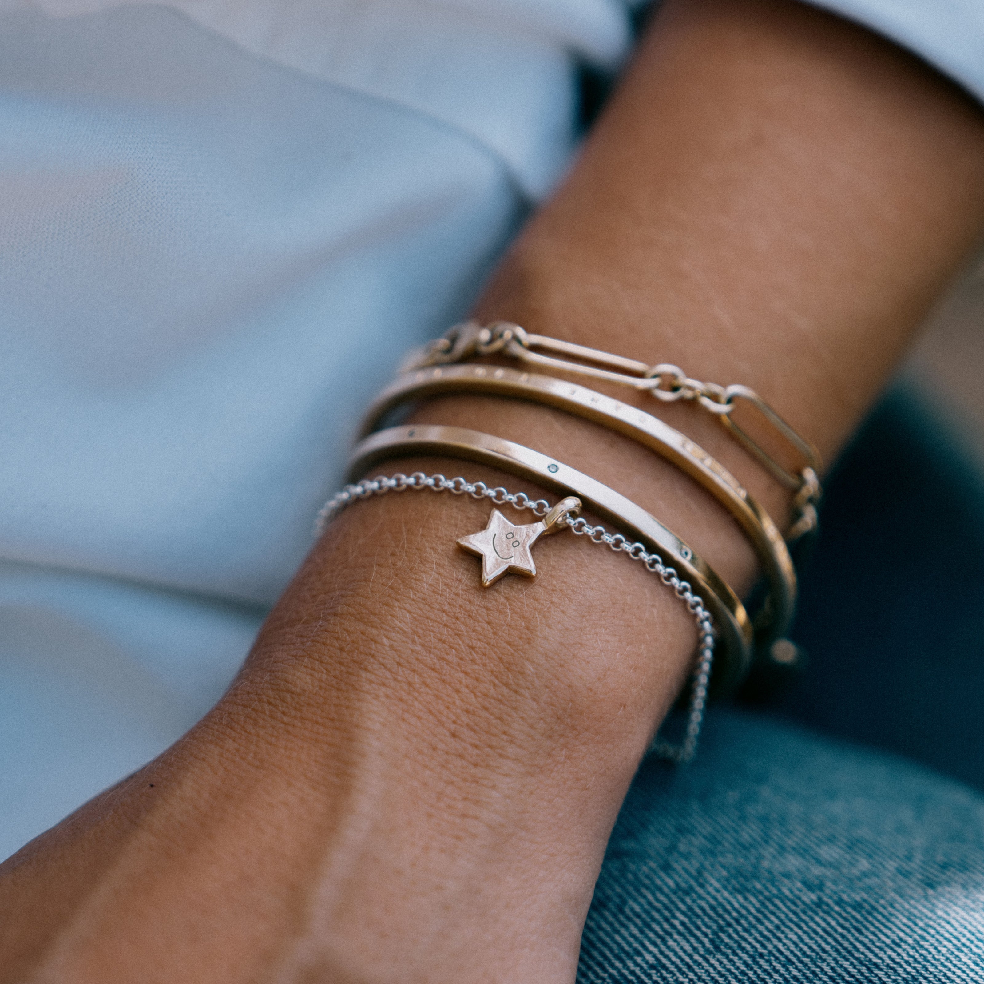 Silver & Gold Guiding Star Chain Bracelet