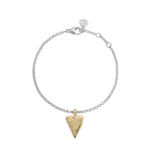 Silver & Gold Medium Heart Chain Bracelet