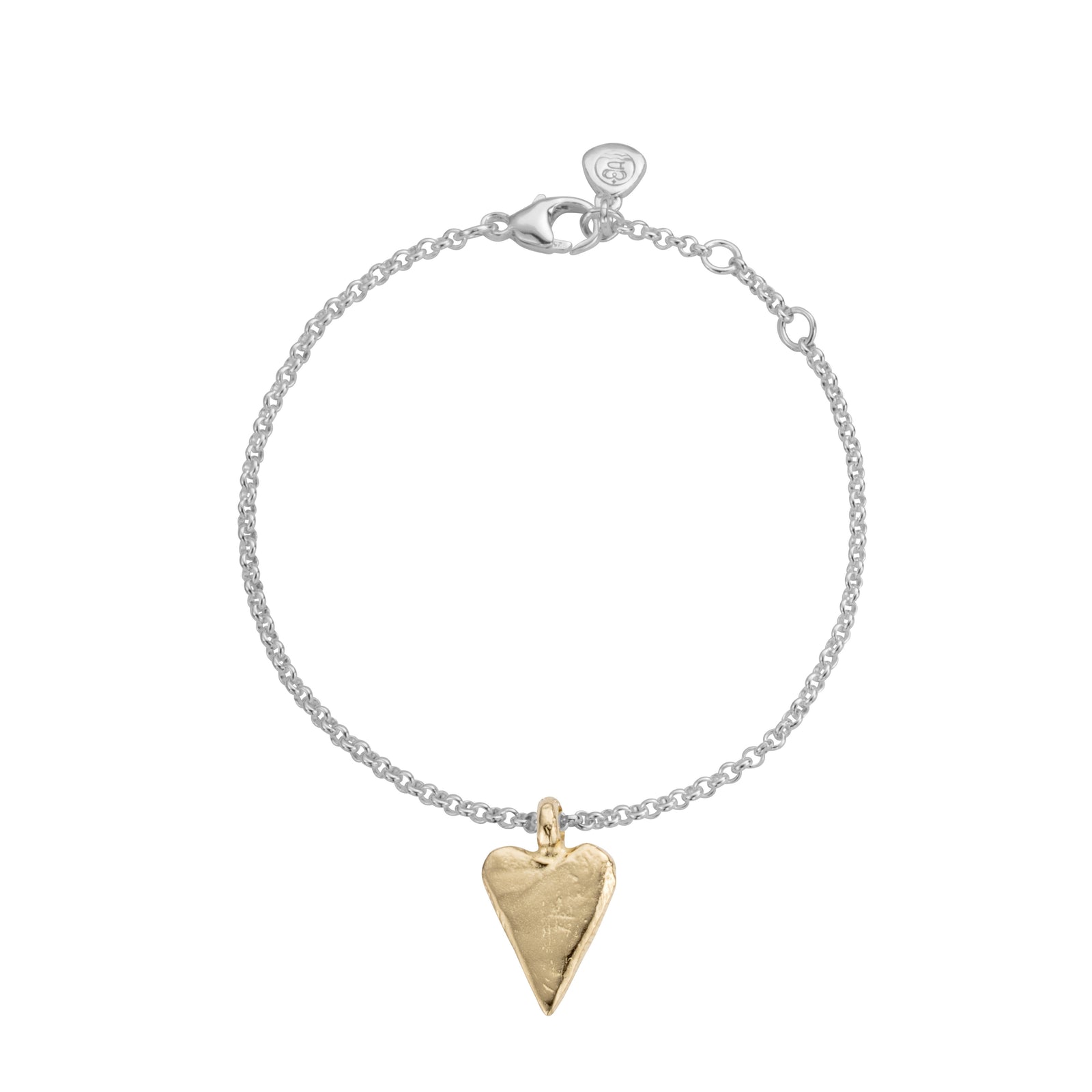 Silver & Gold Medium Heart Chain Bracelet