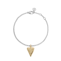 Silver & Gold Medium Heart Chain Bracelet