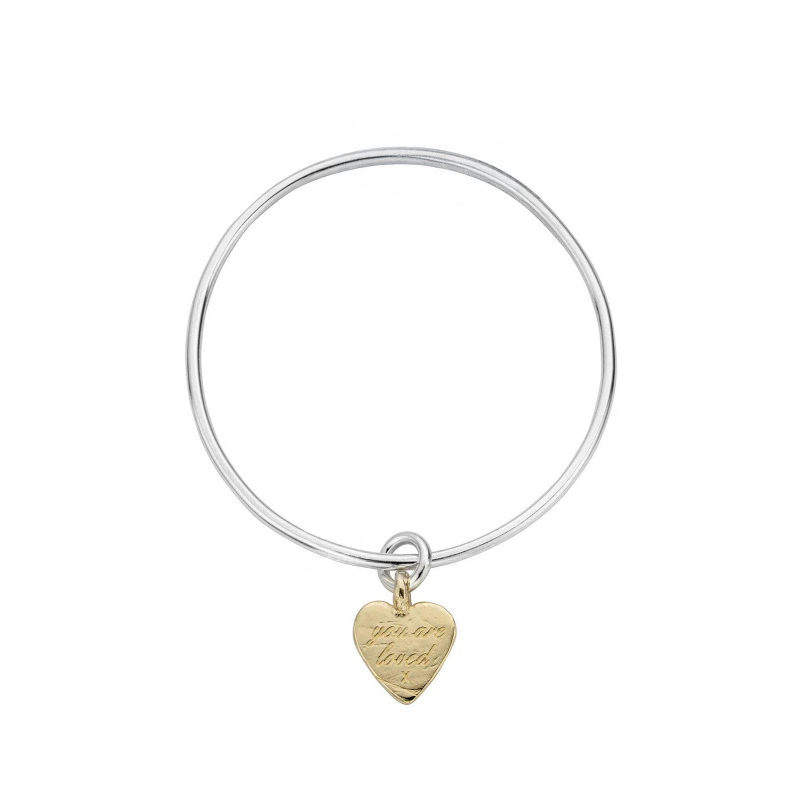 Silver & Gold Medium You Are Loved Bangle