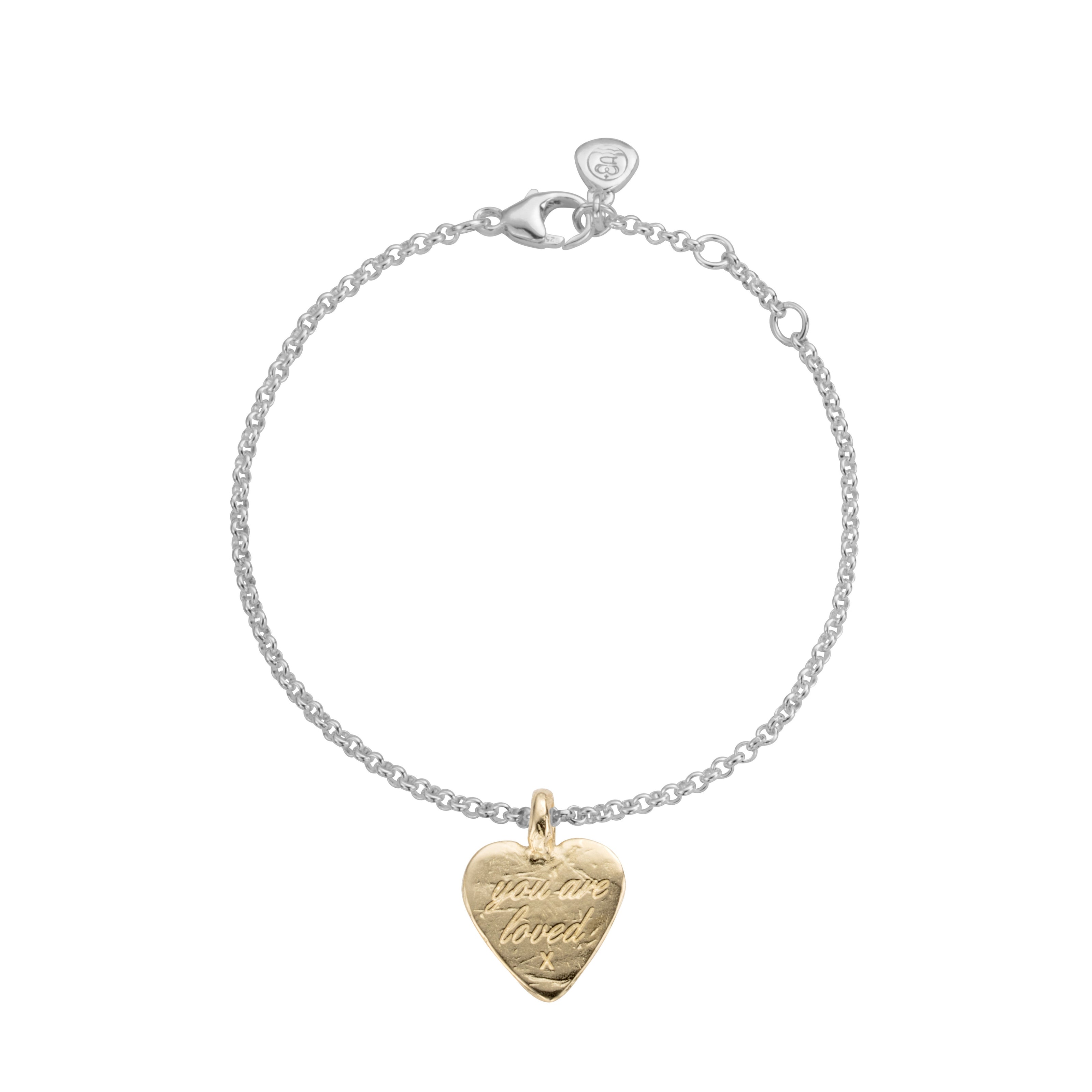 Silver & Gold Medium You Are Loved Chain Bracelet