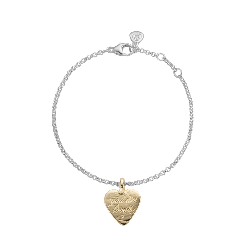 Silver & Gold Medium You Are Loved Chain Bracelet