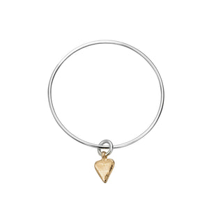 Silver & Gold Mini Heart Bangle