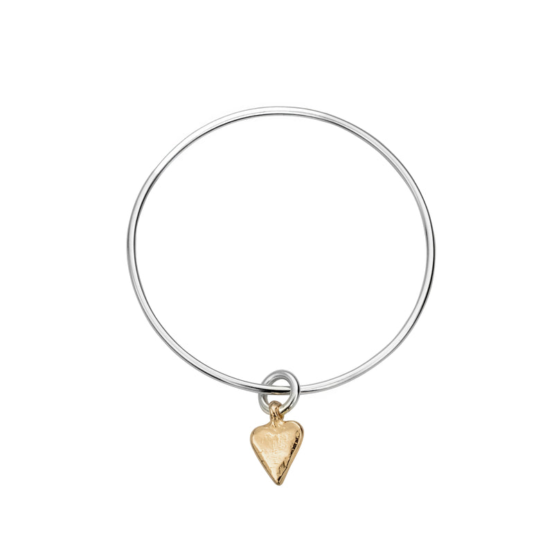 Silver & Gold Mini Heart Bangle