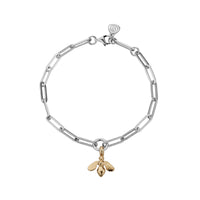 Silver & Gold Mini Honey Bee Trace Chain Bracelet