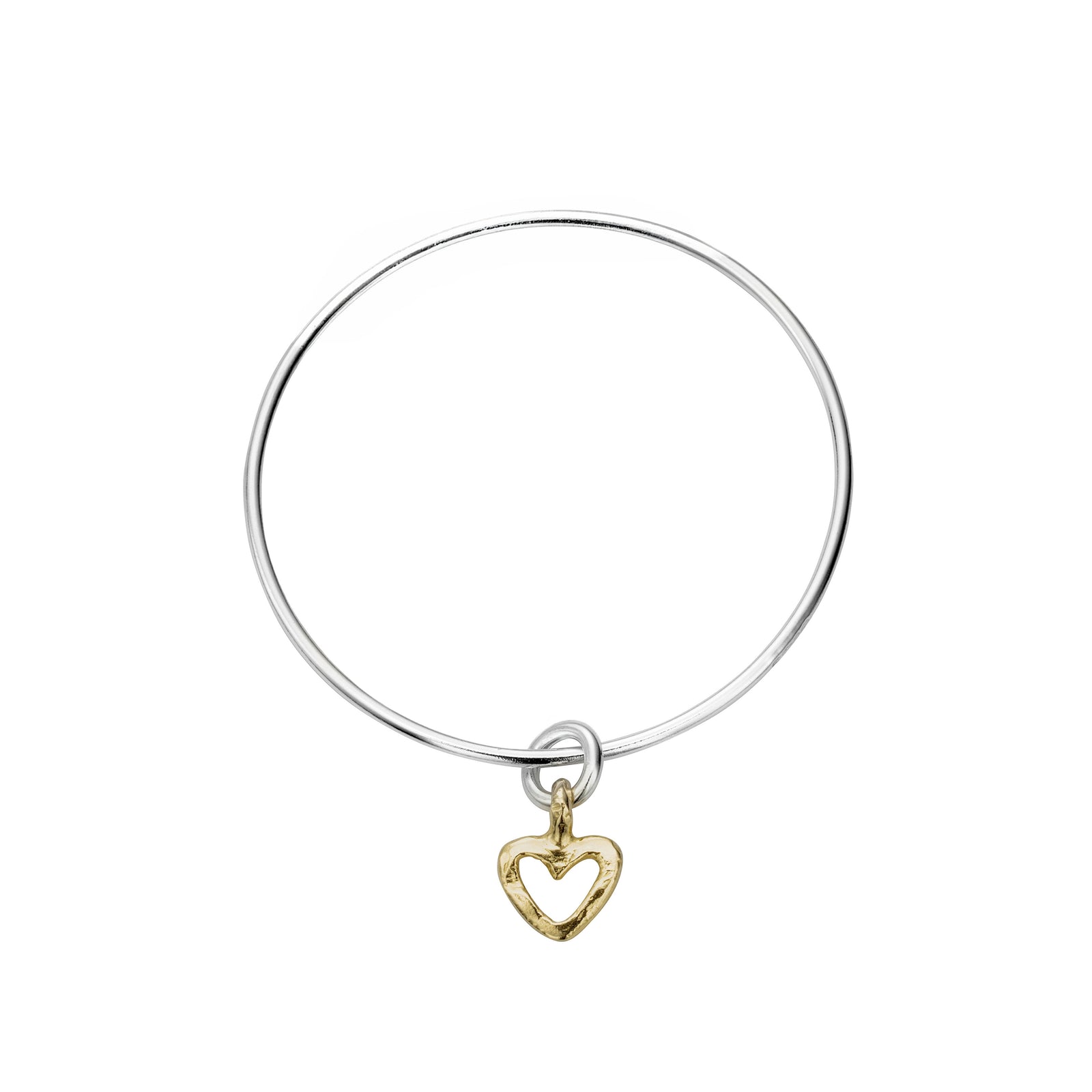 Silver & Gold Mini Open Heart Bangle