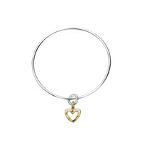Silver & Gold Mini Open Heart Bangle