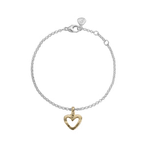Silver & Gold Mini Open Heart Chain Bracelet