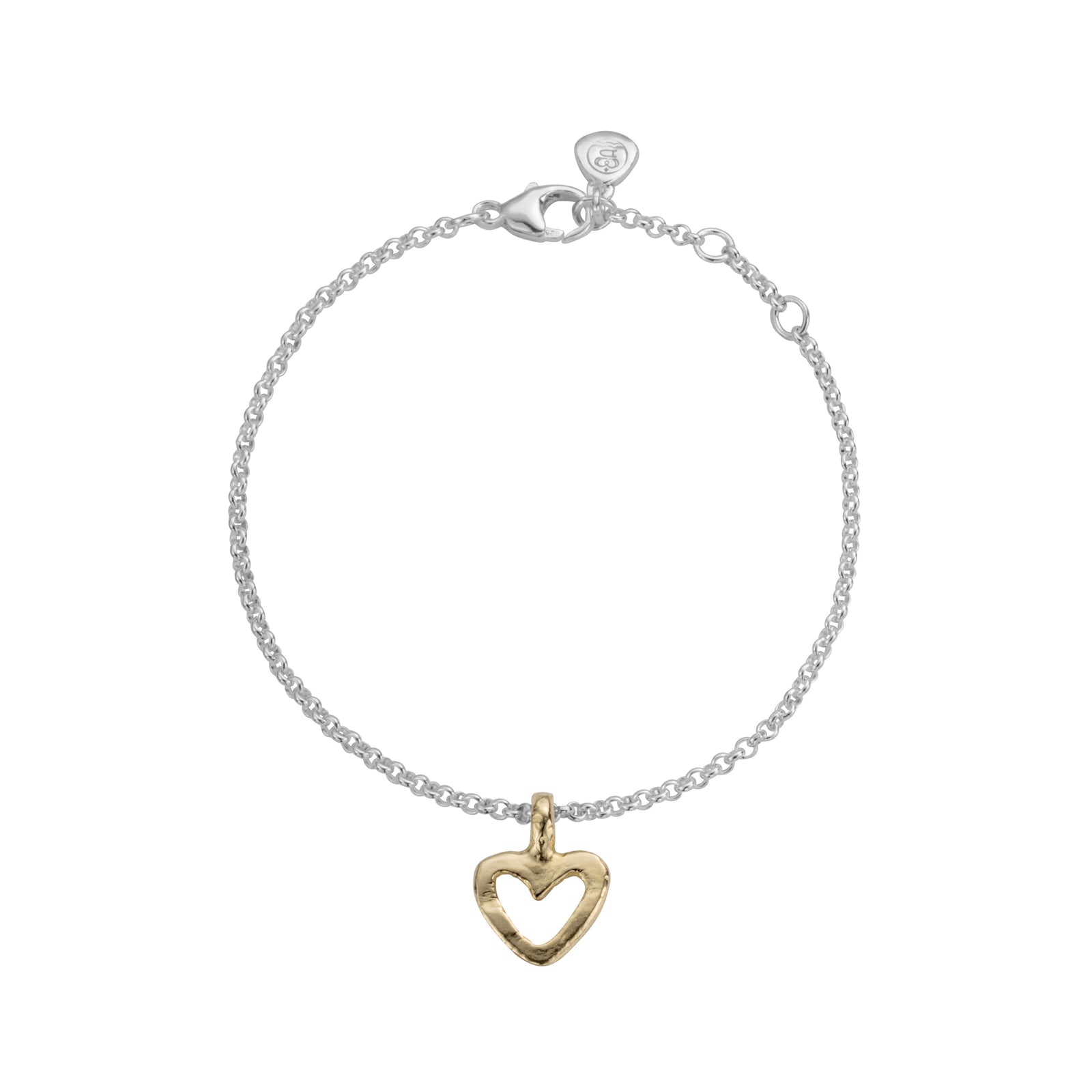 Silver & Gold Mini Open Heart Chain Bracelet