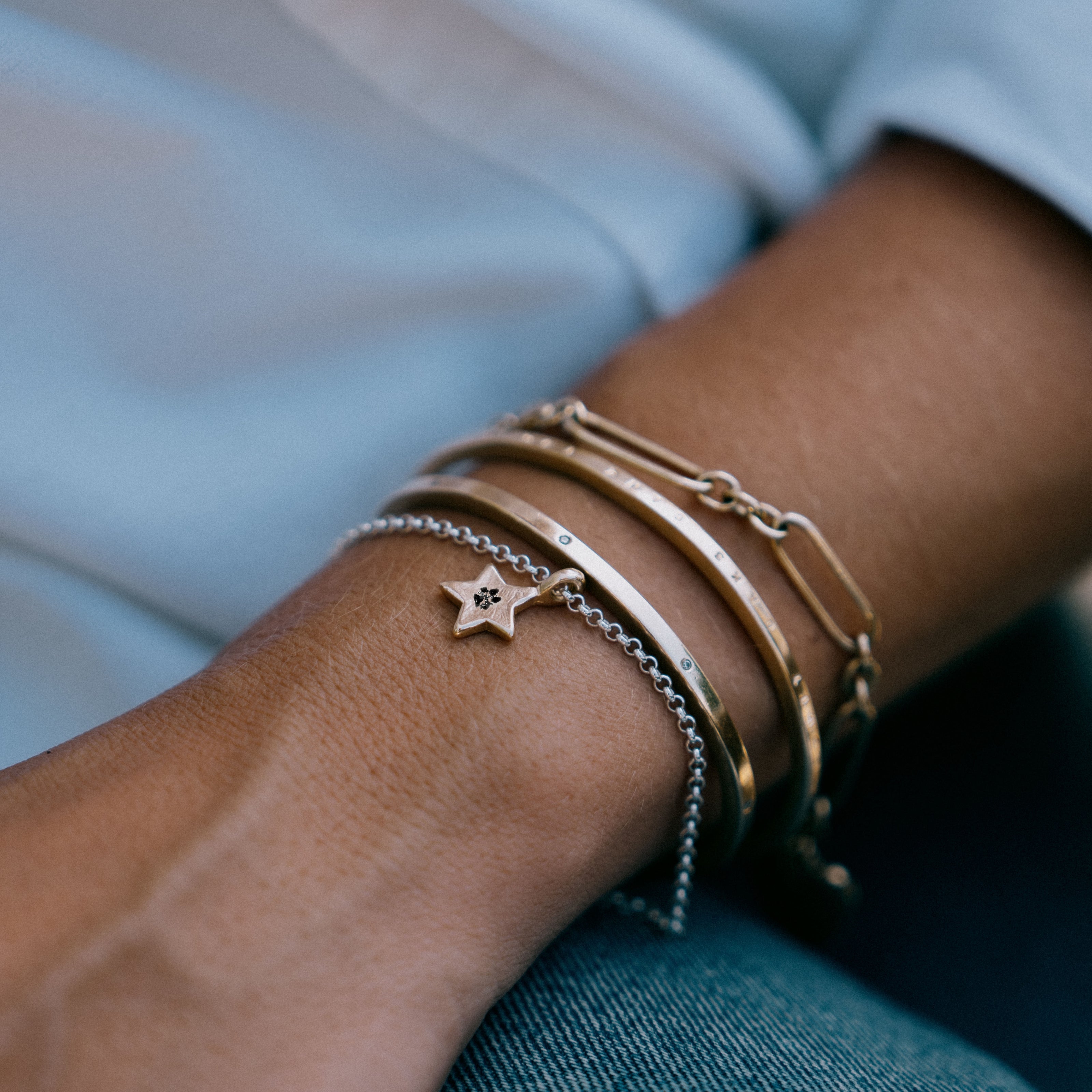 Silver & Gold Guiding Star Chain Bracelet