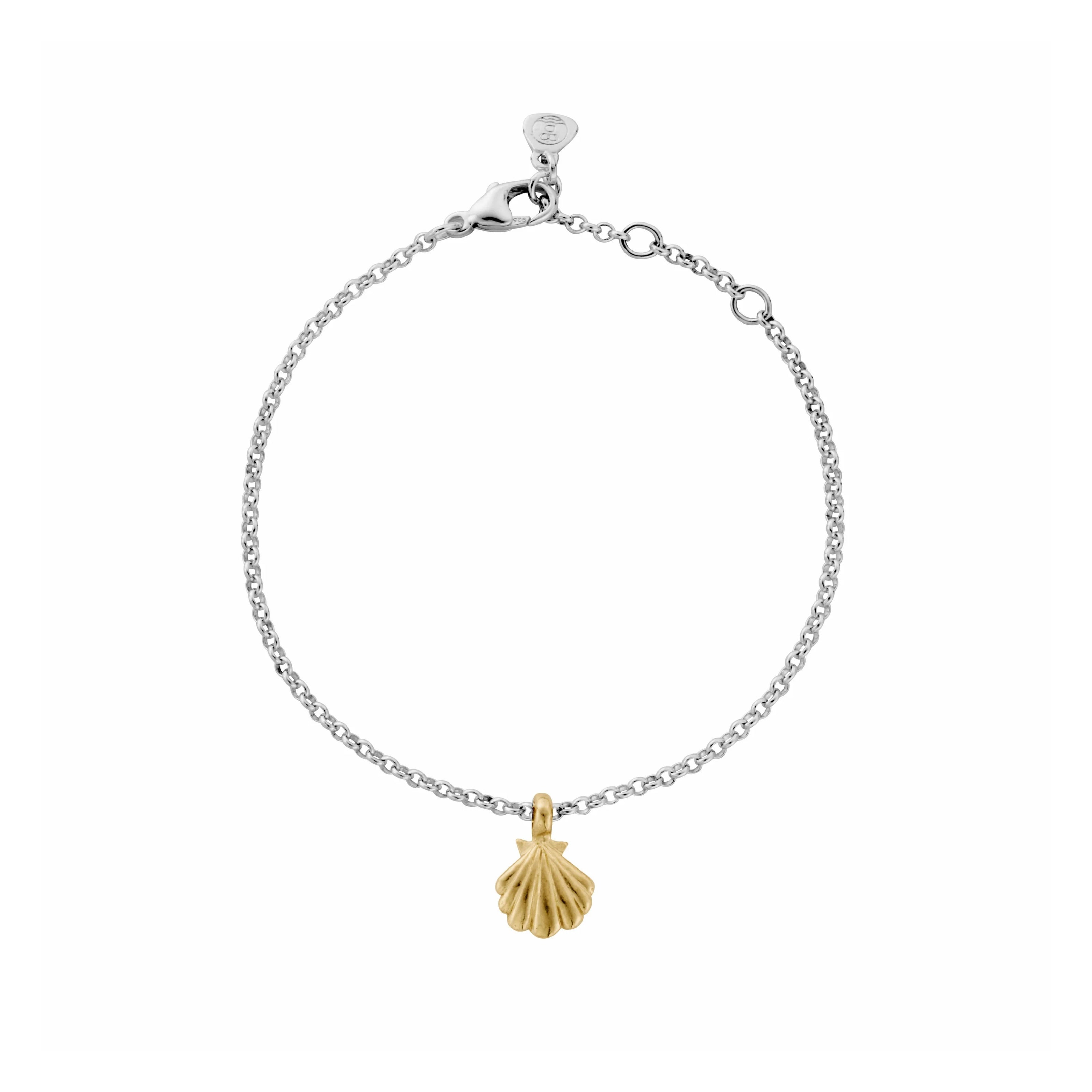 Silver & Gold Scallop Shell Chain Bracelet