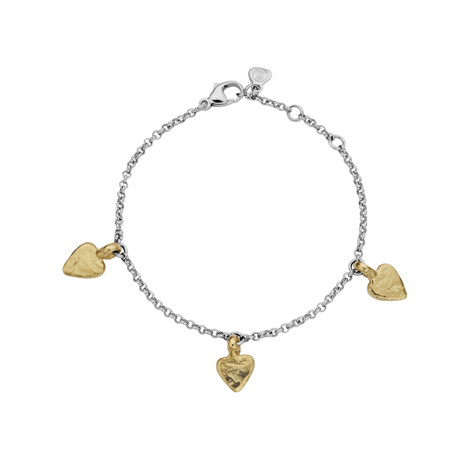 Silver & Gold Trio Baby Heart Chain Bracelet