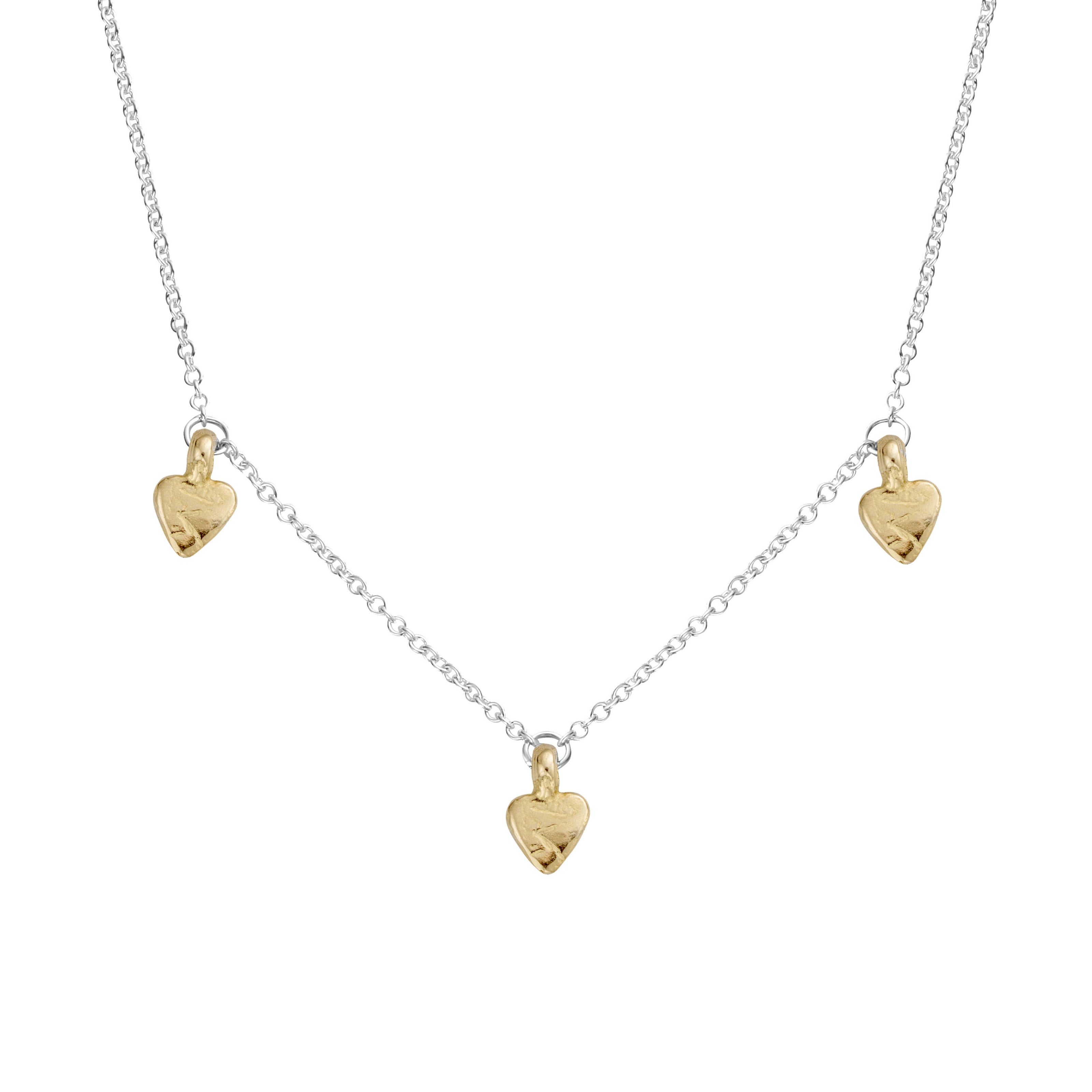 Silver & Gold Trio Baby Heart Necklace