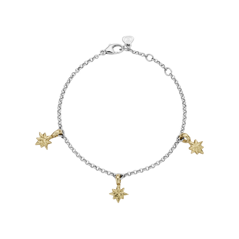 Silver & Gold Trio Baby North Star Chain Bracelet
