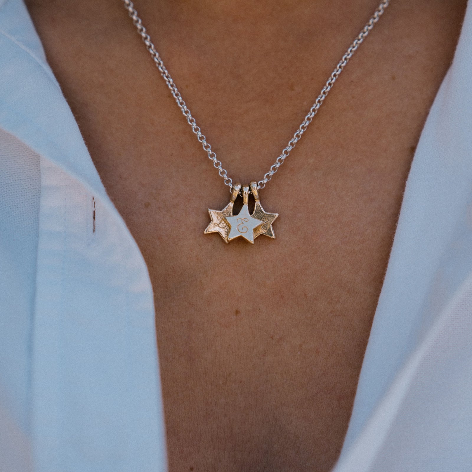 Silver & Gold Trio Guiding Star Necklace