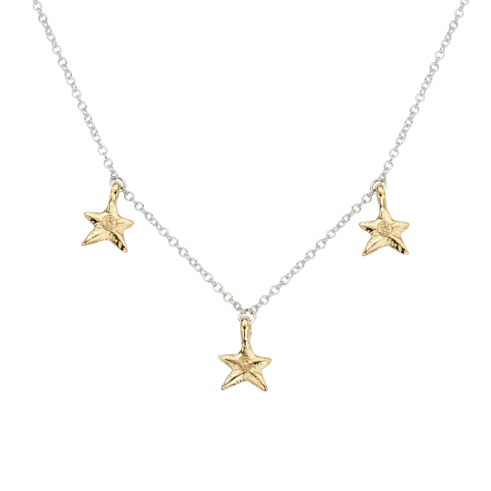 Silver & Gold Trio Mini Star Necklace