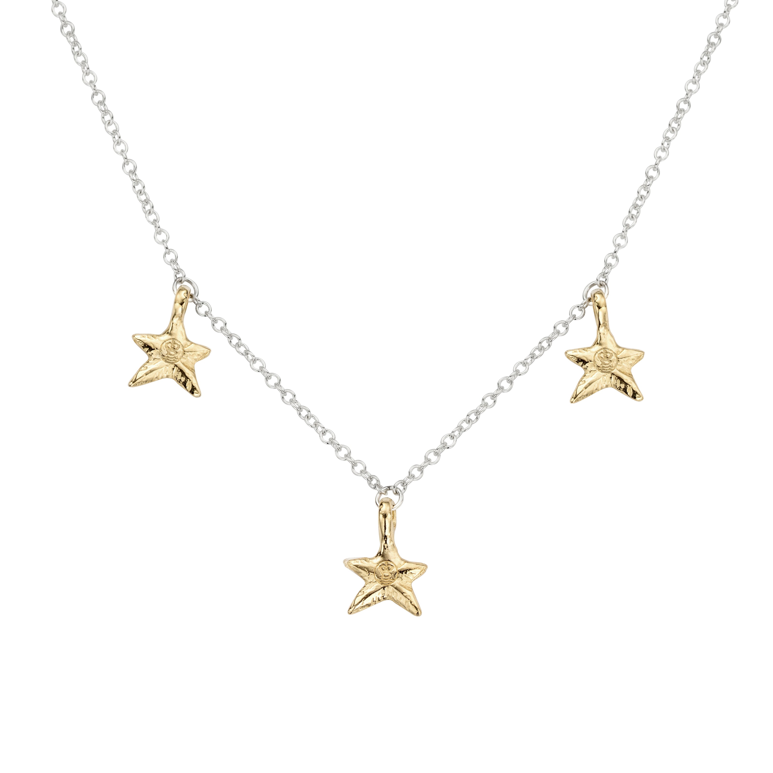 Silver & Gold Trio Mini Star Necklace