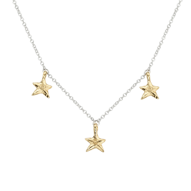 Silver & Gold Trio Mini Star Necklace