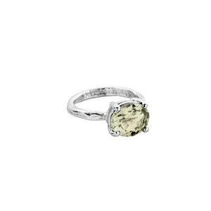 Silver Green Quartz Claw Ring