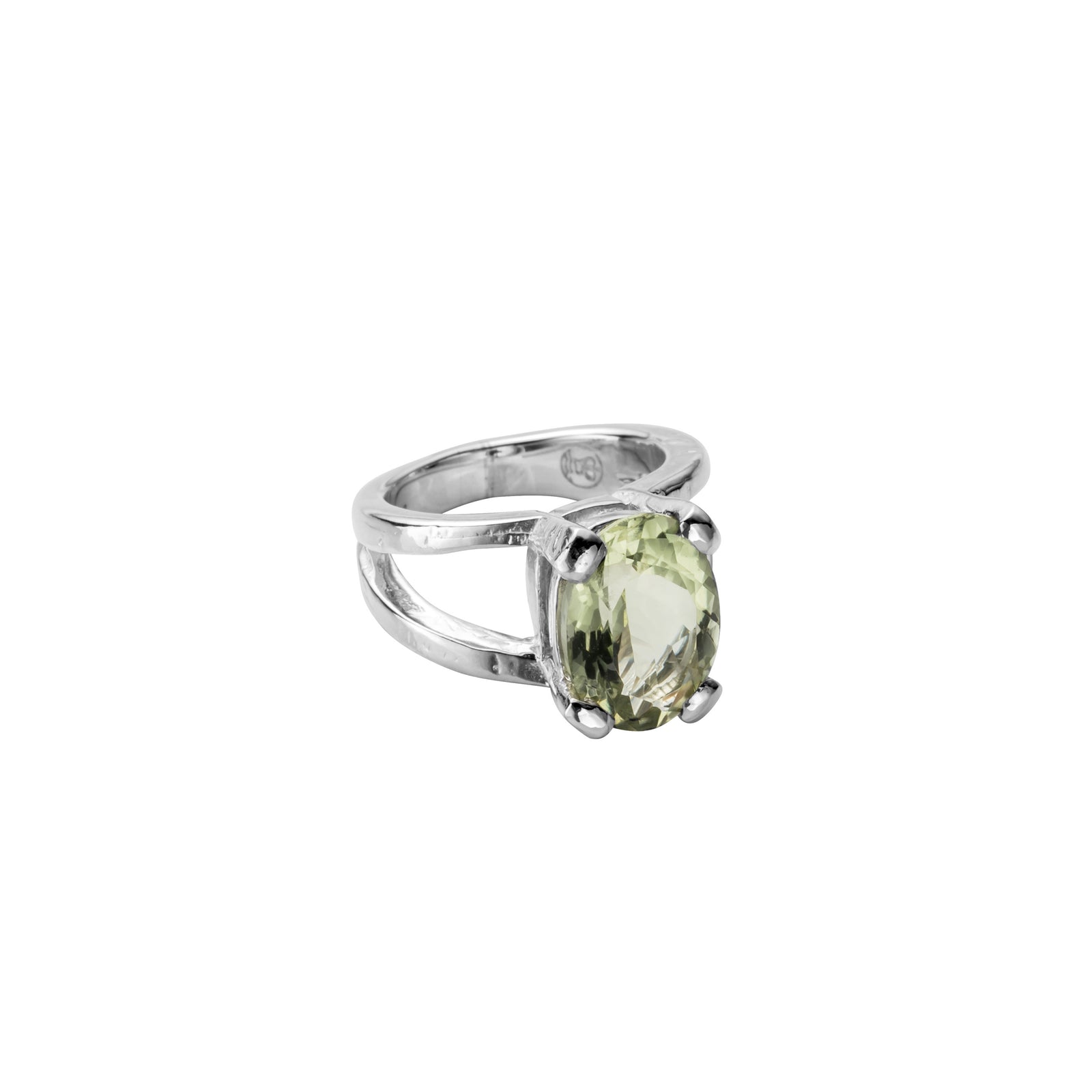 Silver Green Quartz Maxi Claw Ring