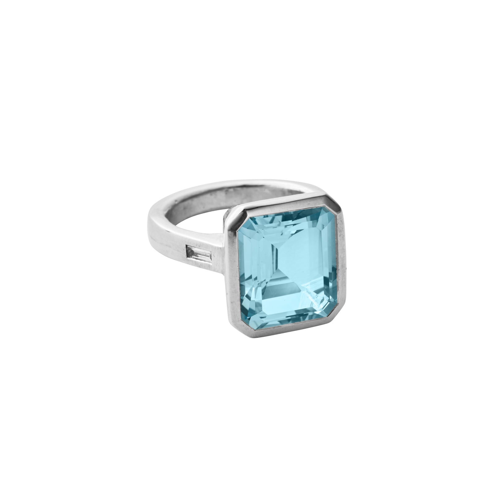 Silver Juno Blue Topaz & Diamond Ring