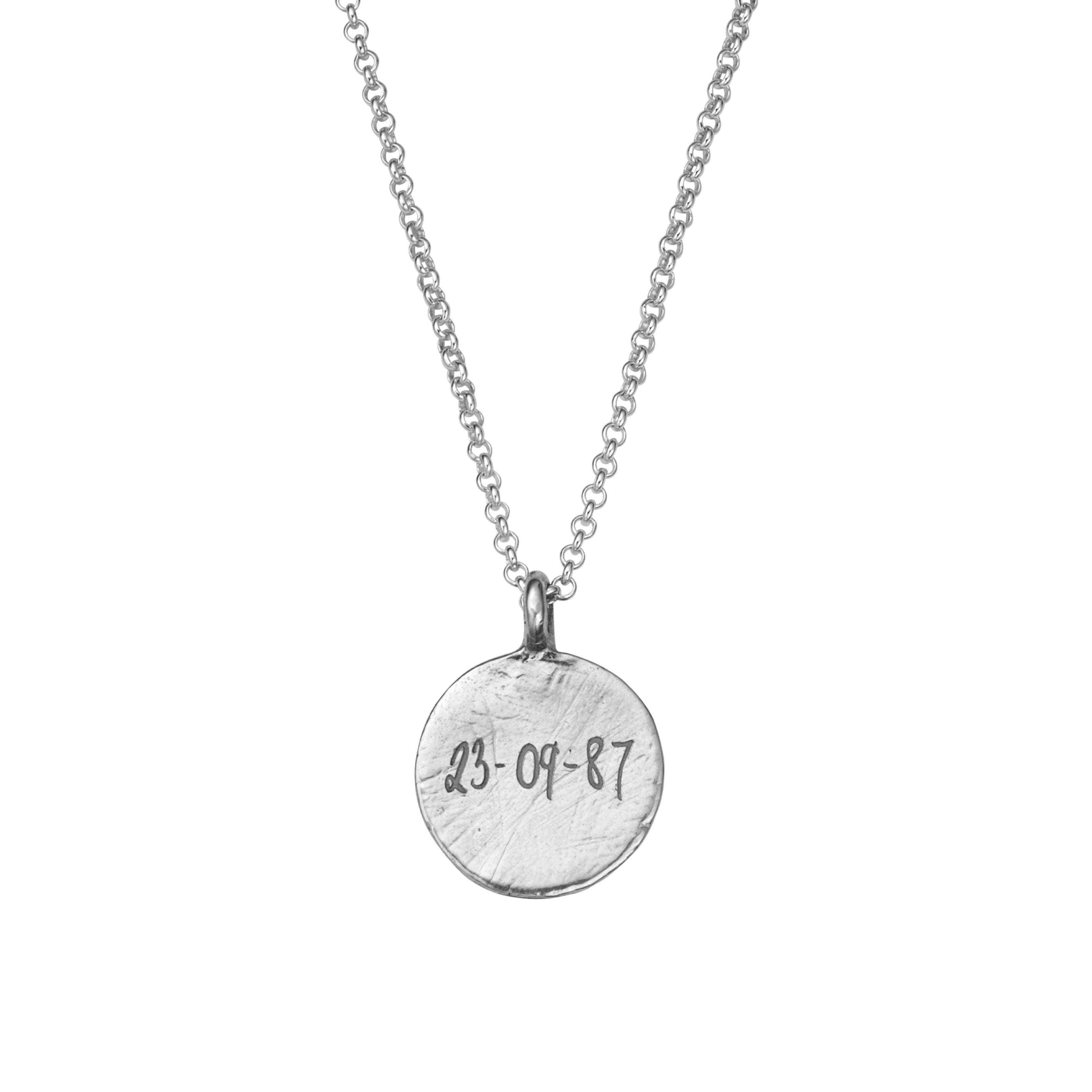 Silver Large Moon Necklace with Handwriting