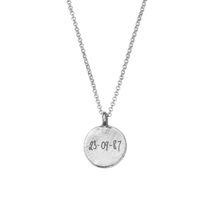 Silver Large Moon Necklace with Handwriting