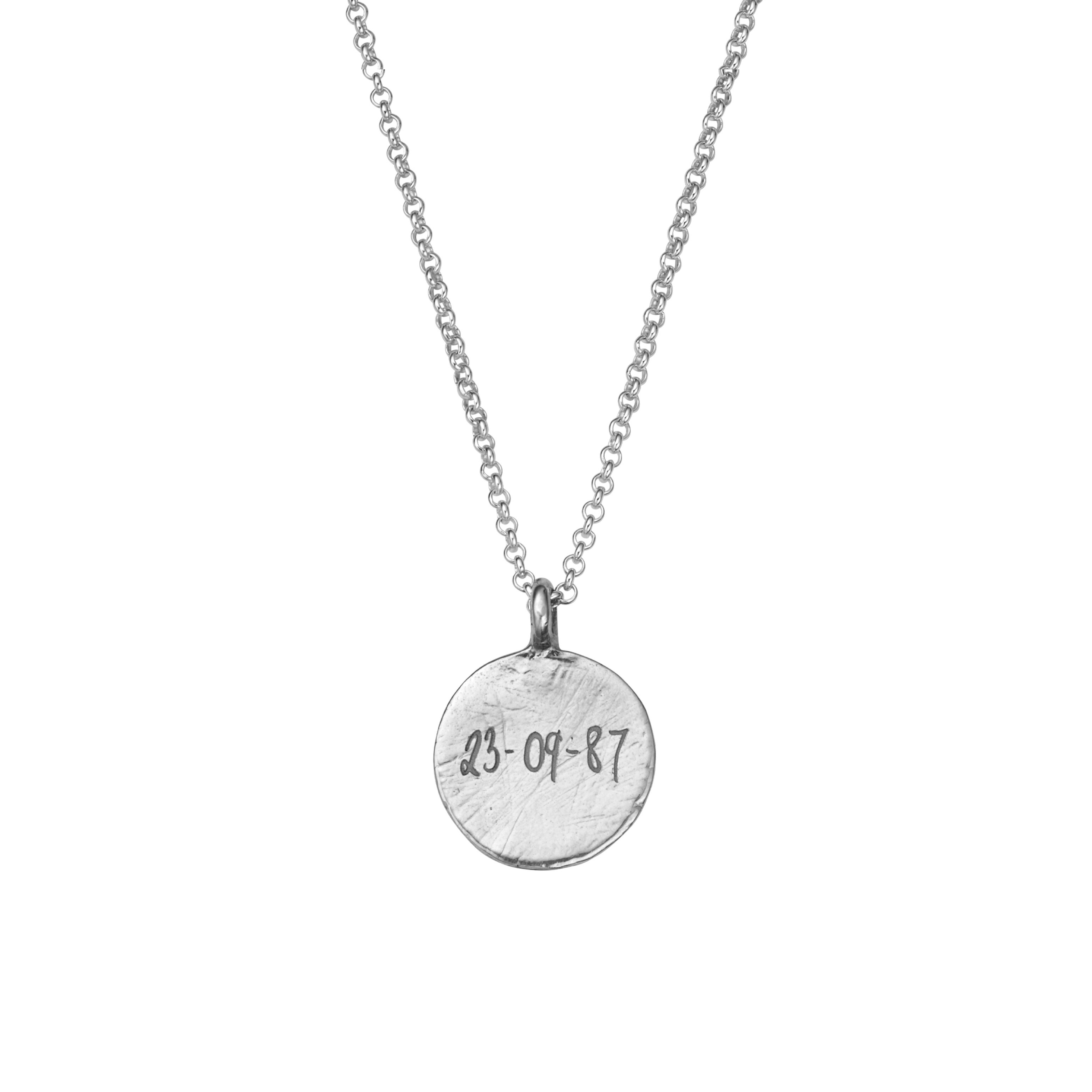 Silver Large Moon Necklace with Handwriting