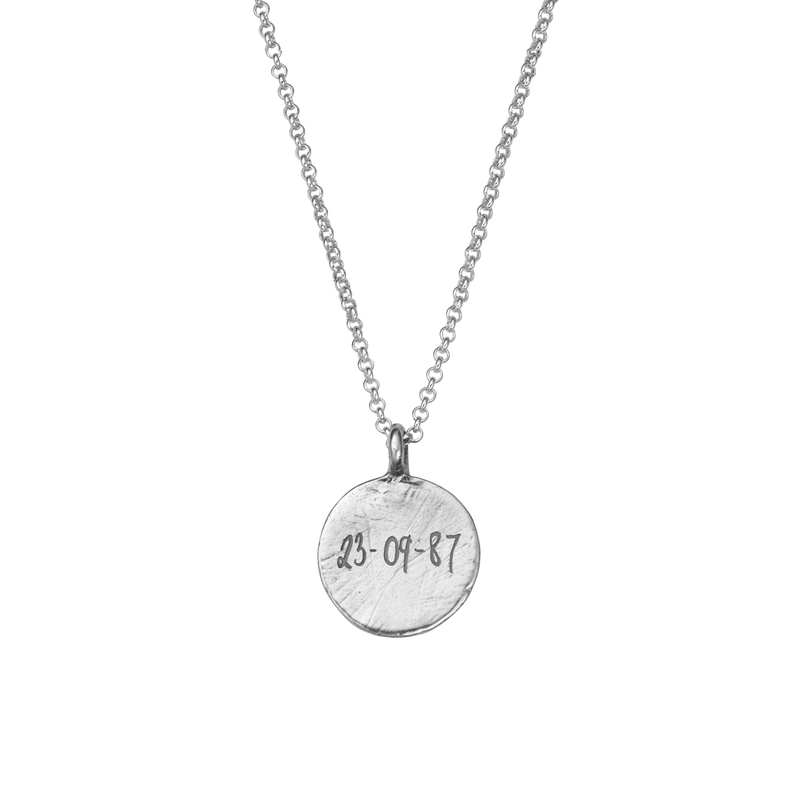 Silver Large Moon Necklace with Handwriting