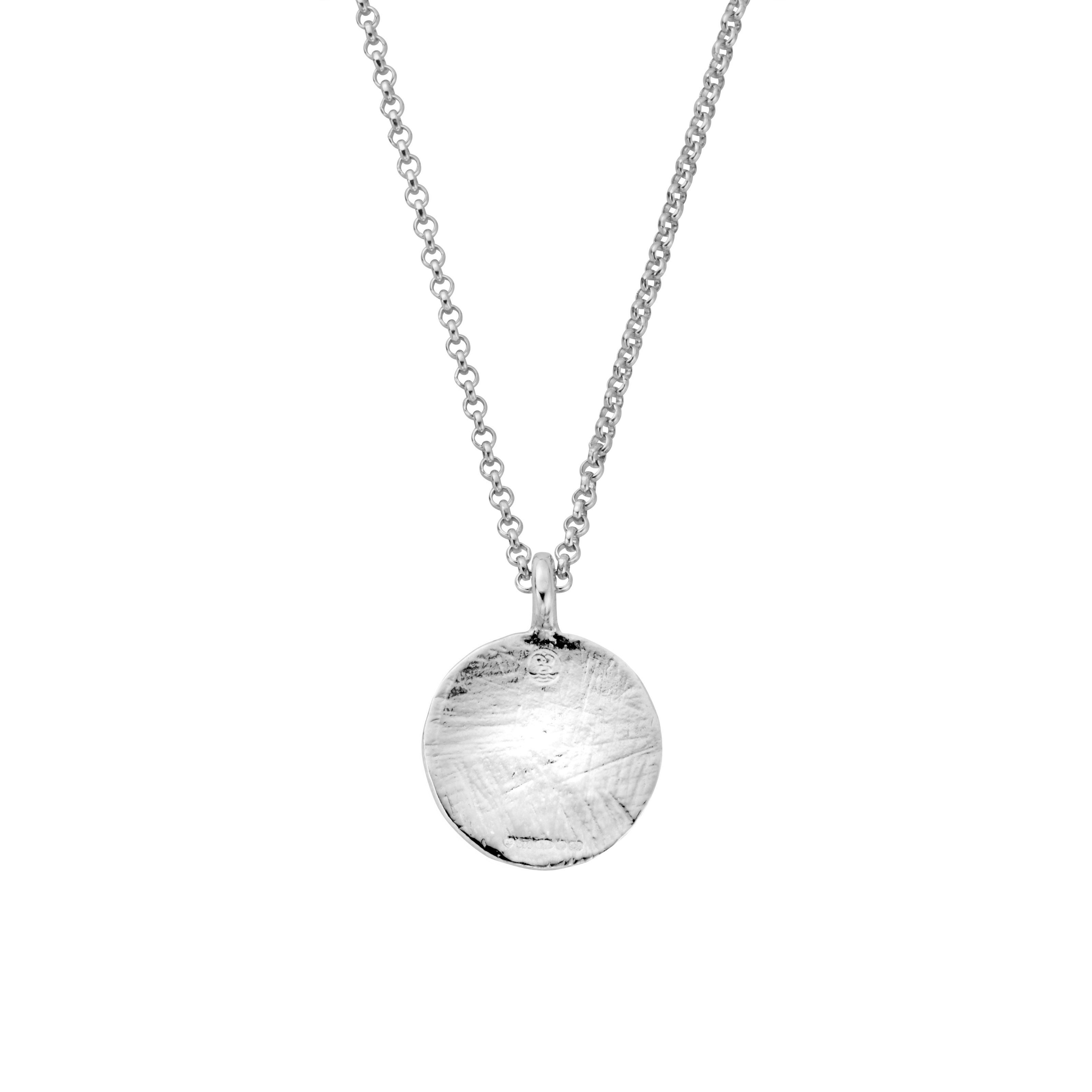 Silver Large Moon Necklace with Handwriting