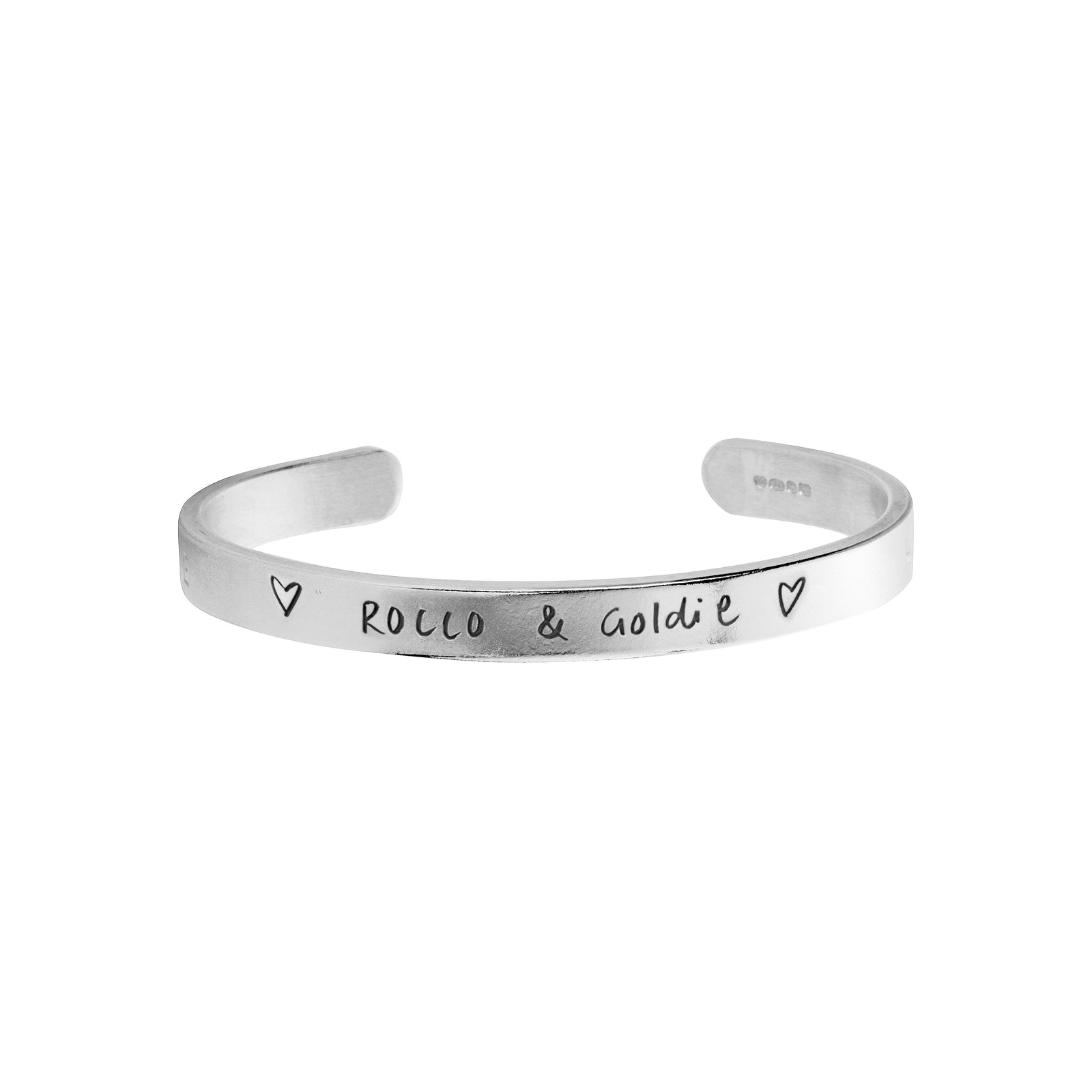 Silver Luxury Signature Bangle with Handwriting
