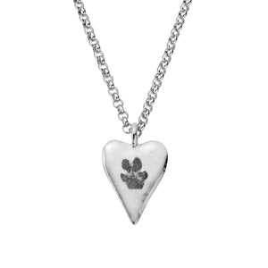 Silver Maxi Heart Necklace with Paw Print
