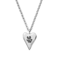 Silver Maxi Heart Necklace with Paw Print