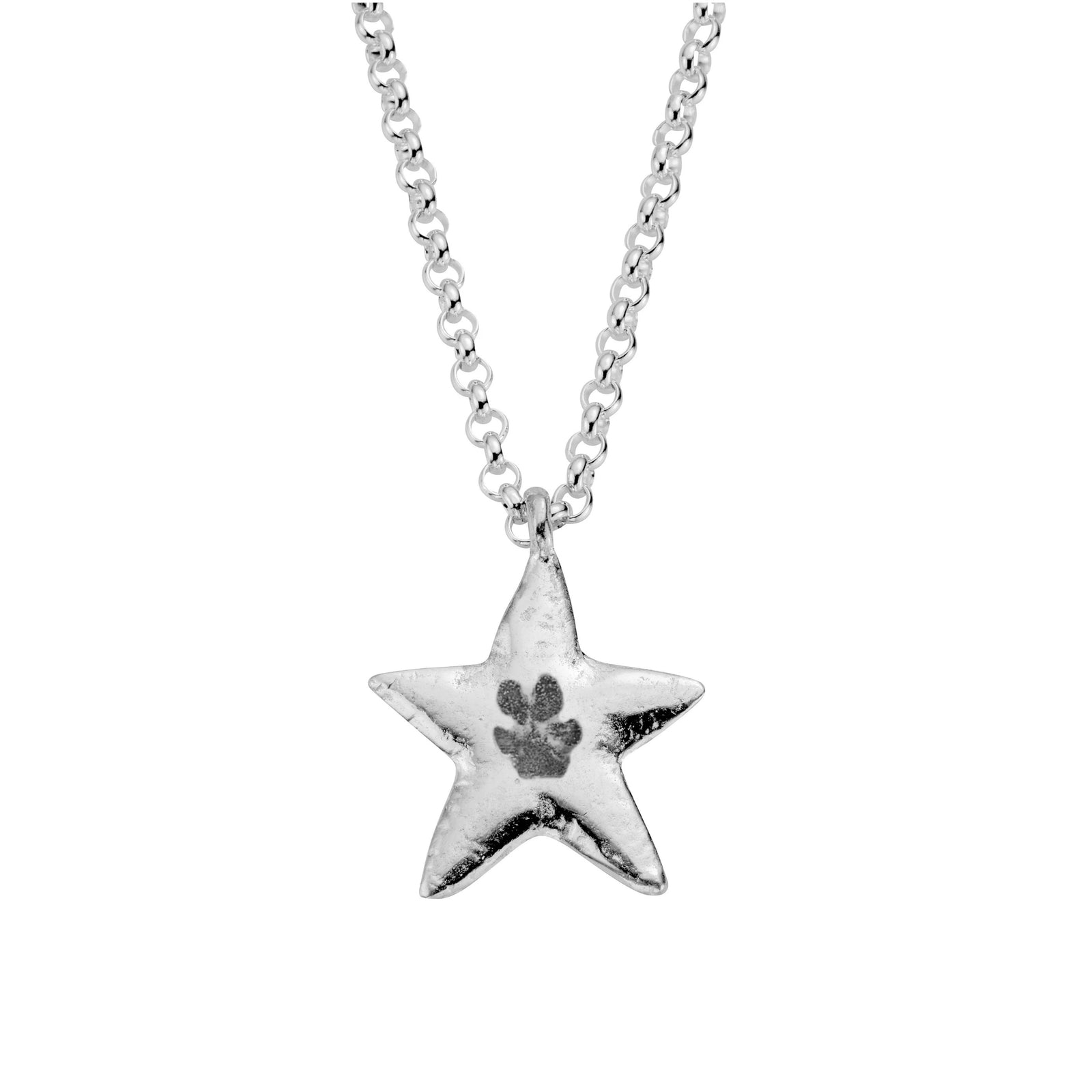 Silver Maxi Star Necklace with Paw Print