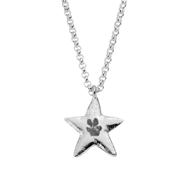 Silver Maxi Star Necklace with Paw Print