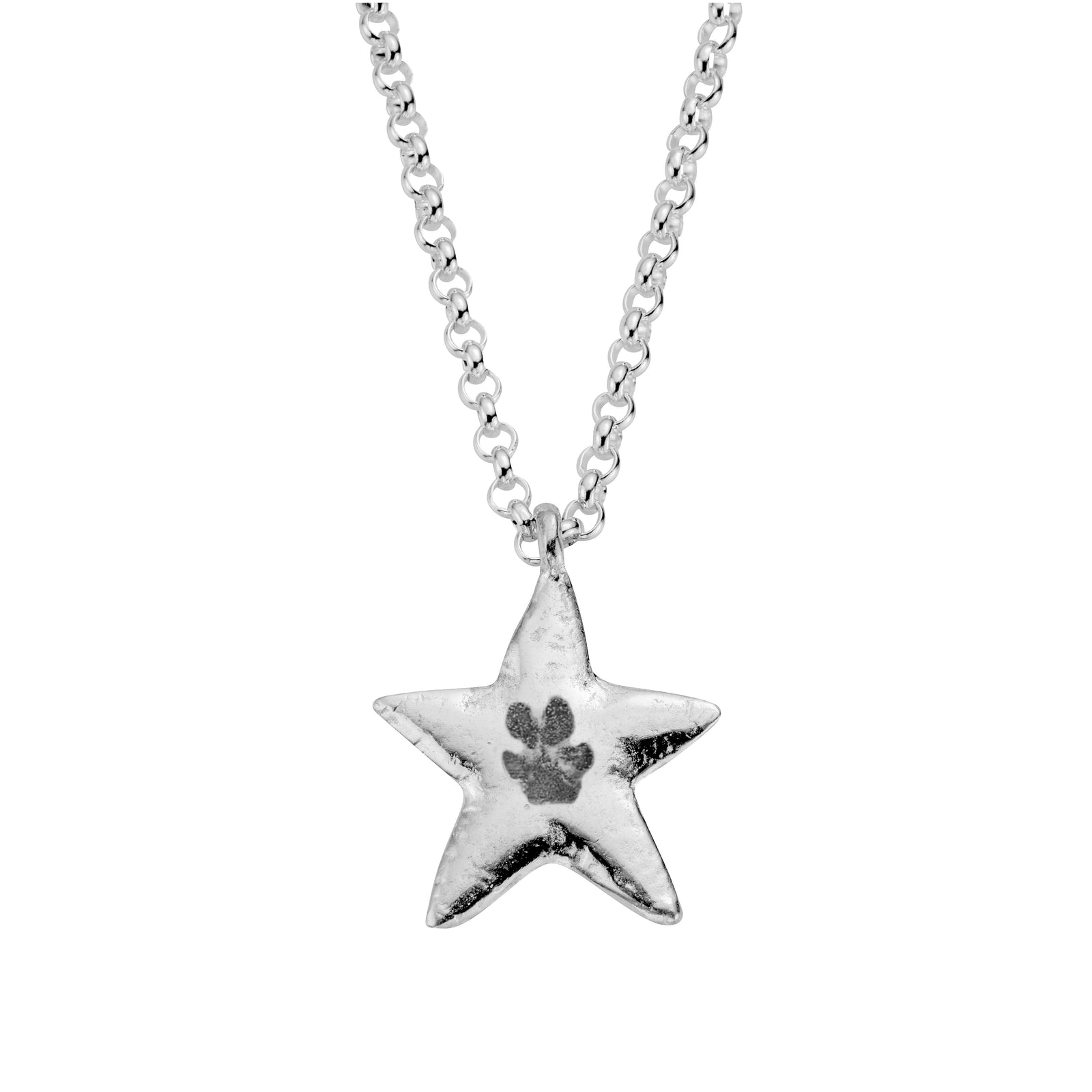 Silver Maxi Star Necklace with Paw Print