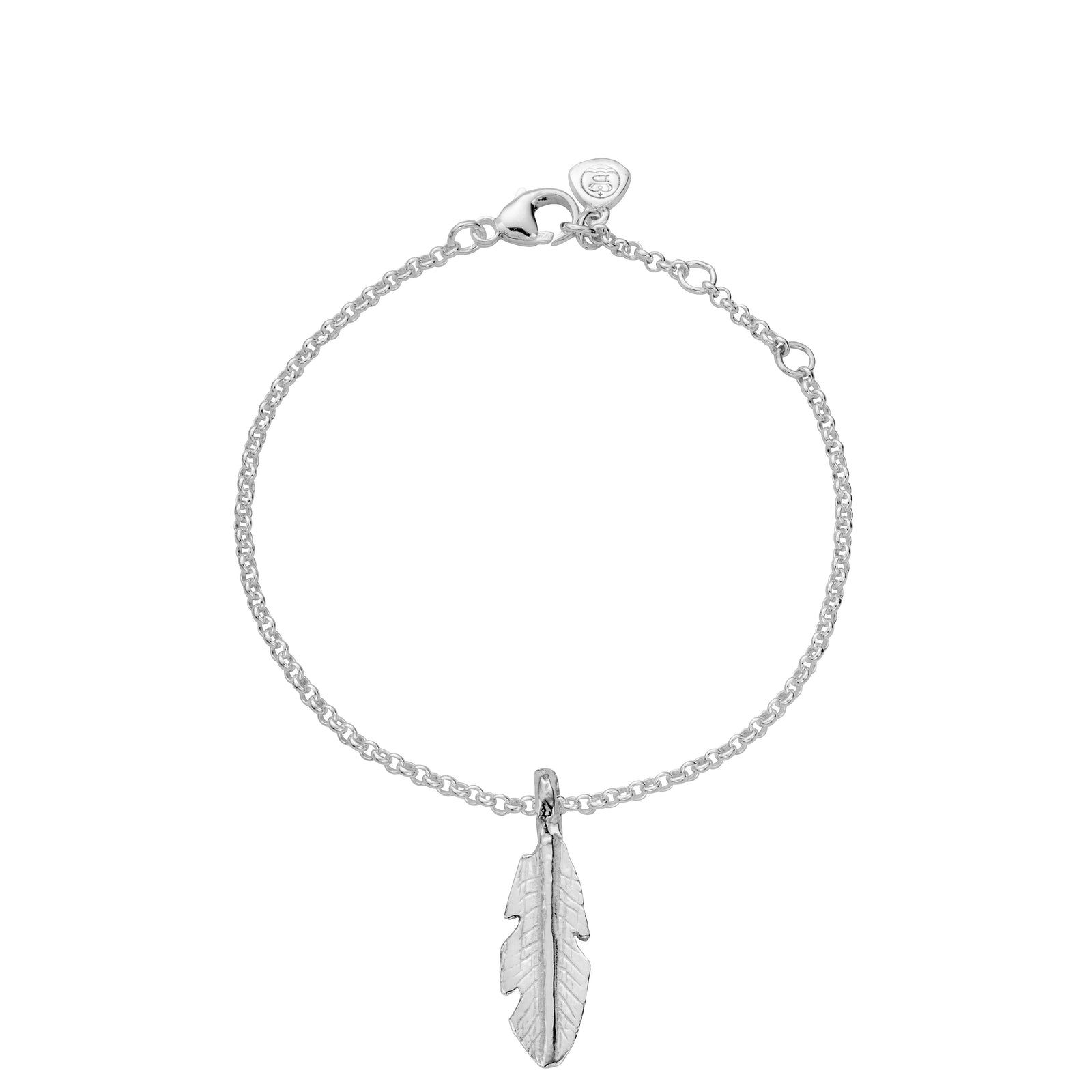 Silver Medium Feather Chain Bracelet