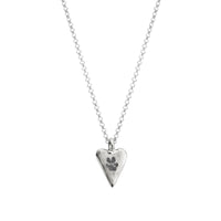 Silver Medium Heart Necklace with Paw Print
