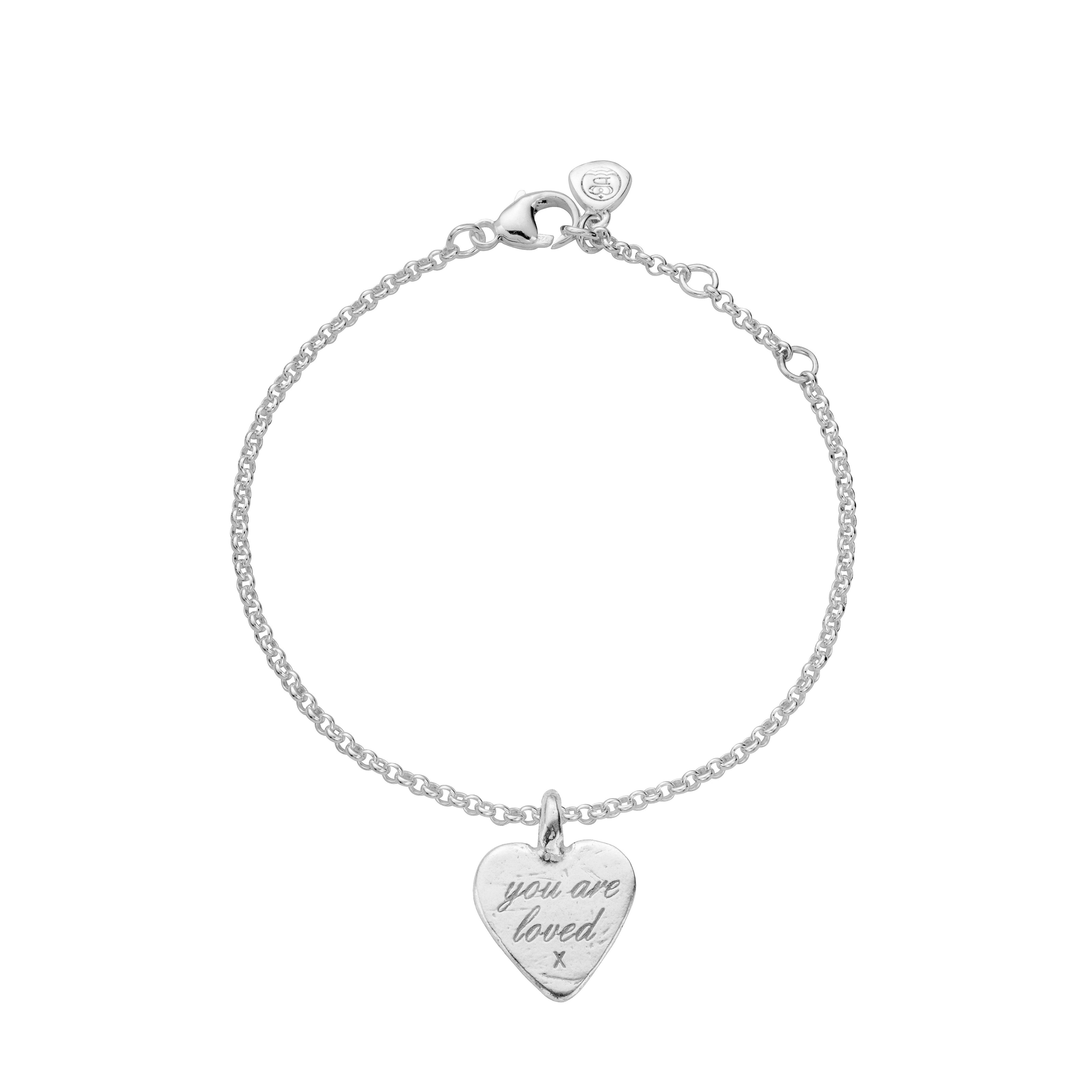 Silver Medium You Are Loved Chain Bracelet