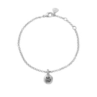 Silver Mini Disc Chain Bracelet with Paw Print