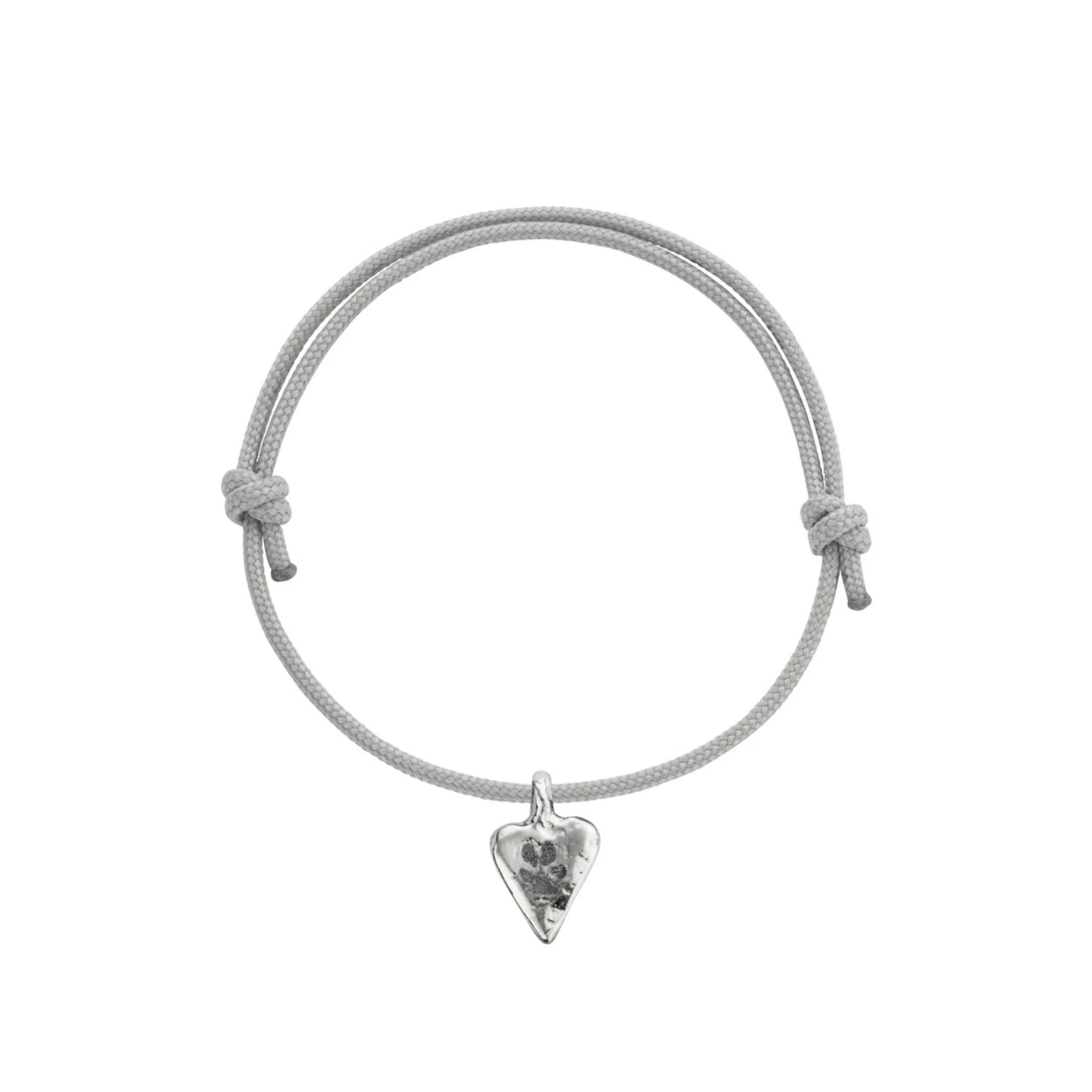 Silver Mini Heart Sailing Rope with Paw Print