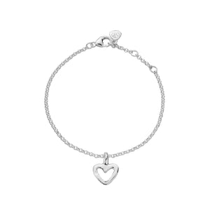 Silver Mini Open Heart Chain Bracelet