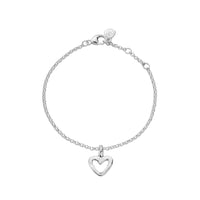 Silver Mini Open Heart Chain Bracelet