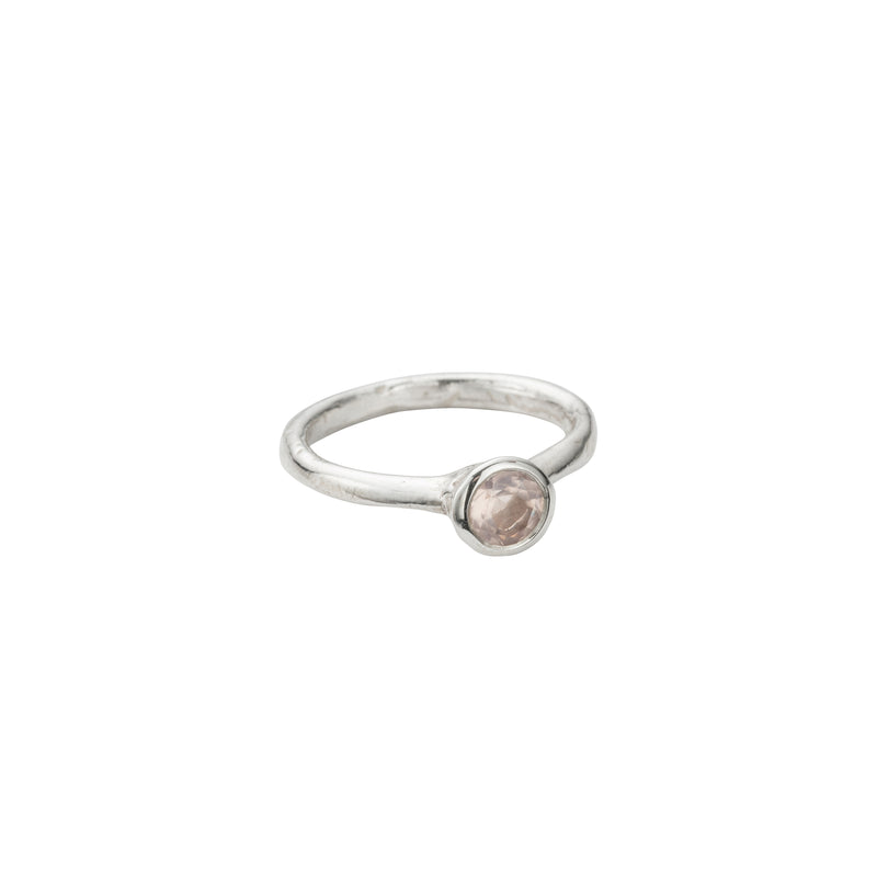 Silver Rose Quartz Baby Stone Ring
